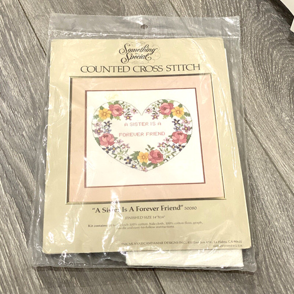 A SISTER IS A FOREVER FRIEND Counted Cross Stitch Craft Kit #50090 14x14 NEW - Picture 1 of 5